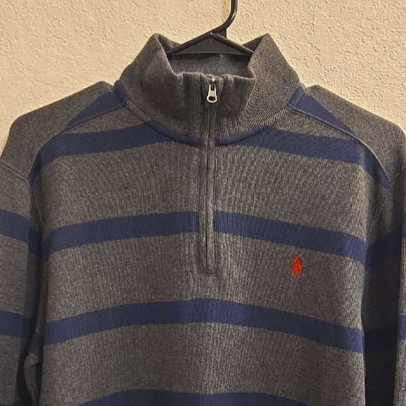 Polo Ralph Lauren Gray and Navy 1/4-Zip-Up Shirt - XL (18-20) - Picture 4 of 13